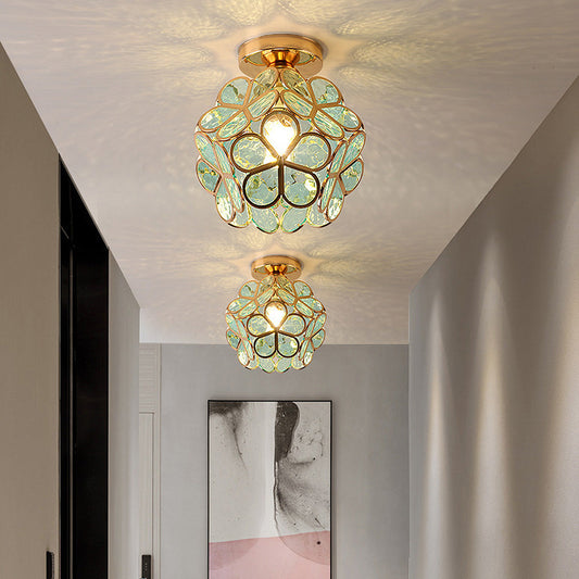 Ceiling Light Floris Acrylic Flower Design Gold Base Green D20xH25cm