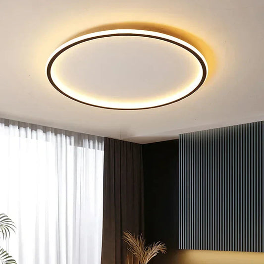 Round Surface-Mount LED Ceiling Light - Black 20cm Diameter, Adjustable Natural White